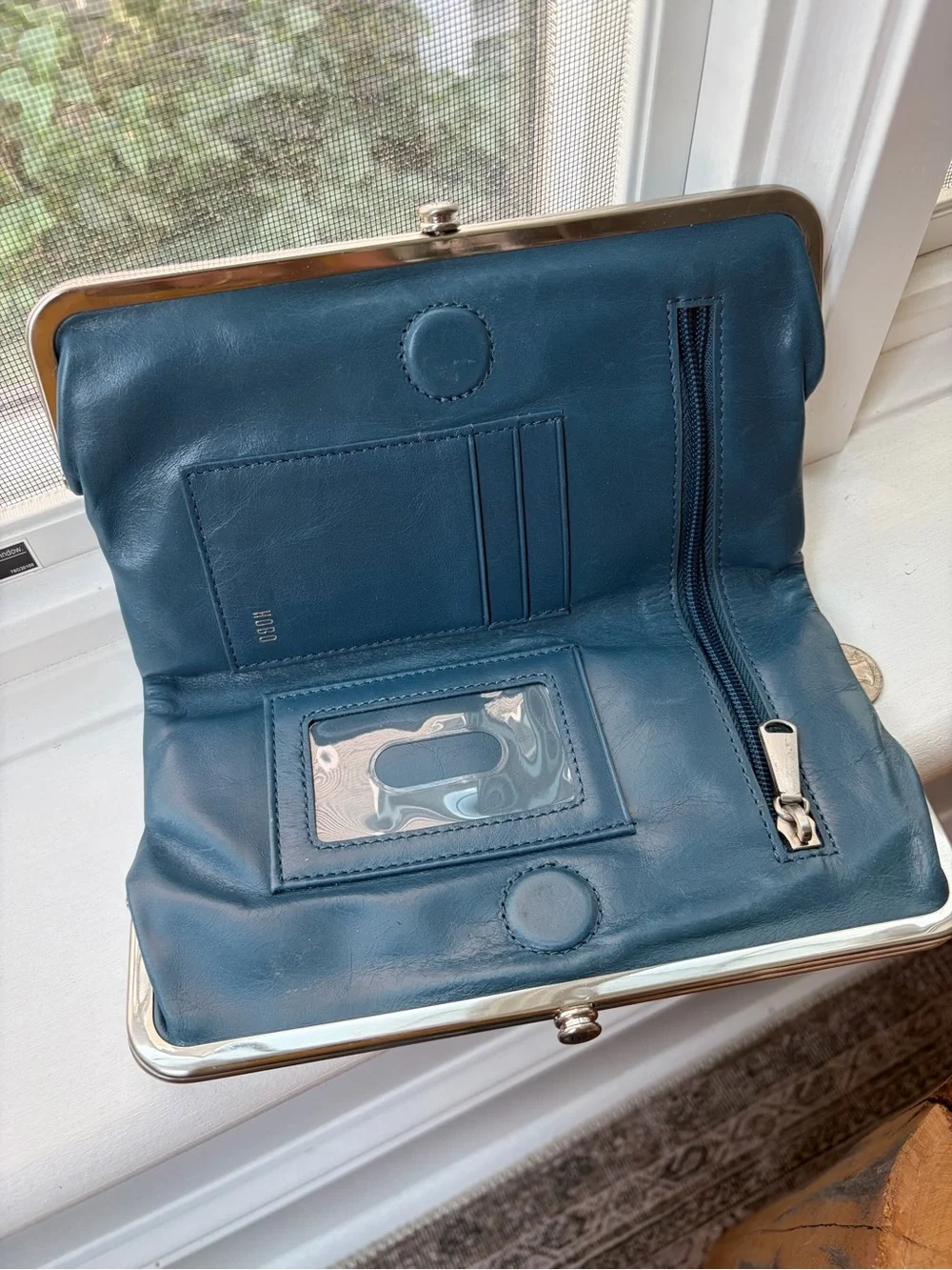 Hobo Lauren Clutch Wallet leather lapis blue navy